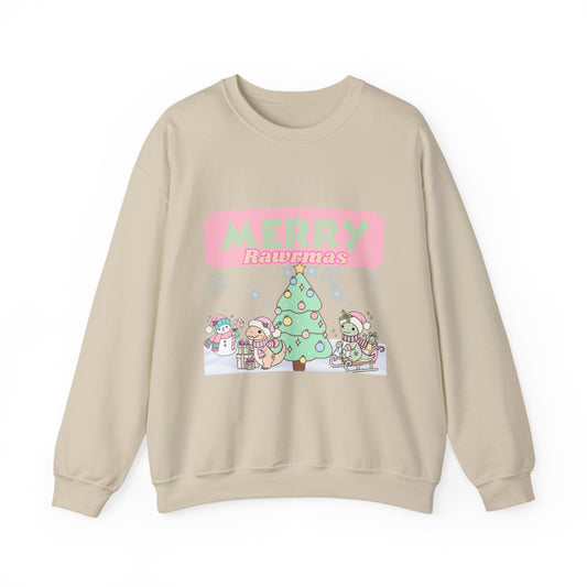 "Merry Rawrmas" Cute Kawaii Holiday Christmas Crewneck Sweater